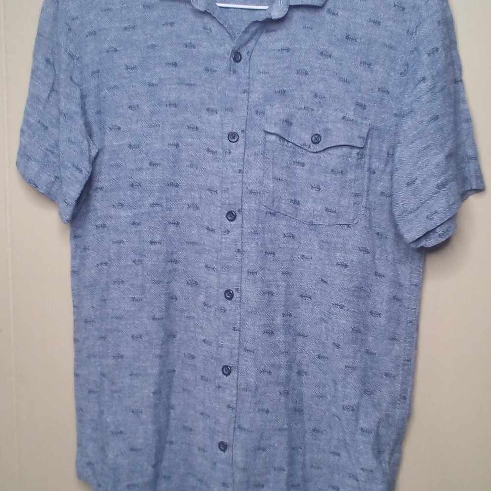 Old Navy Button Up Shirt XL 14 16 Short Sleeve Arrows Blue - Picture 10 of 13